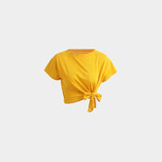 リブ付きツイストクロップドトップ